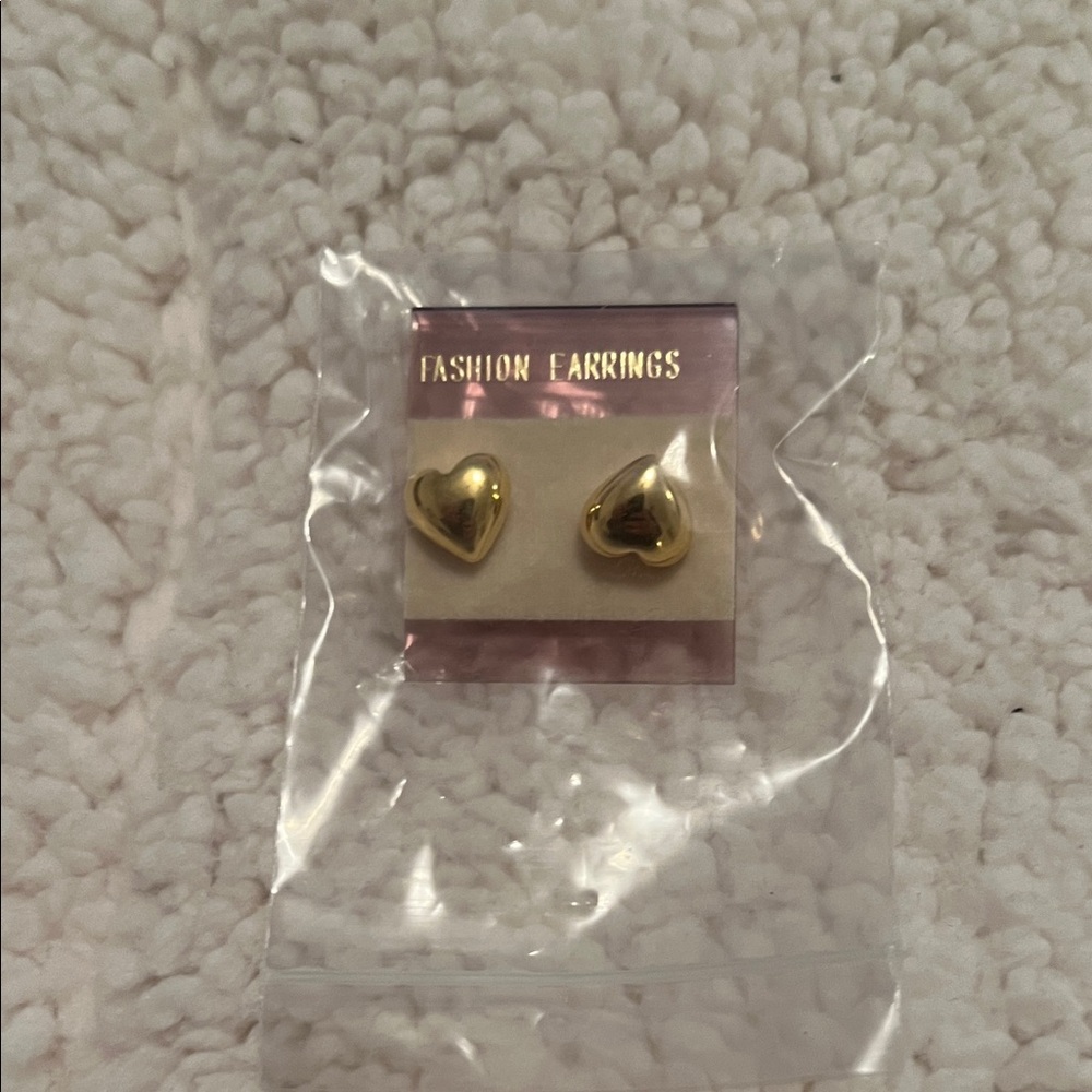 Gold Heart Stud Earrings